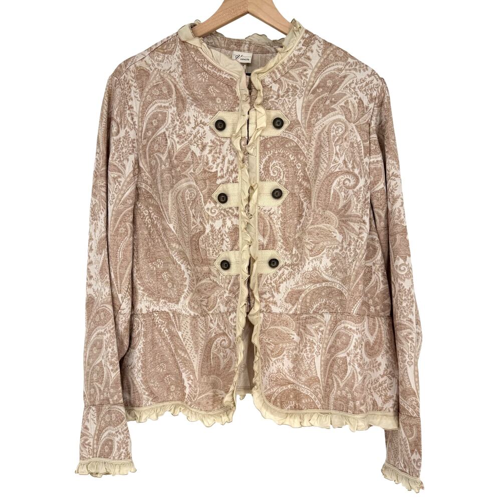 Vintage Venezia Tapestry Jacket Womens 22 24 2X Floral Peplum Cottagecore Lace